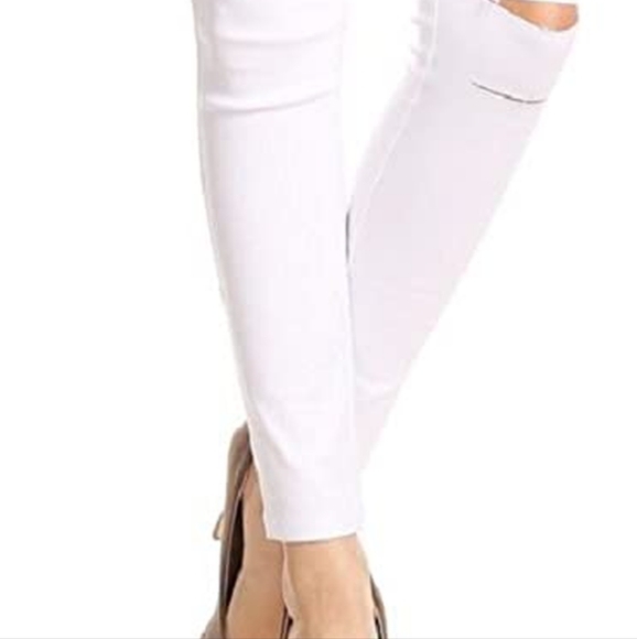 Women's Pull-On Distressed Denim Jeggings in White - Picture 4 of 10